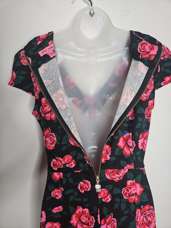 betsey johnson pink and black dress Women's Betsey's Archive Rosebud Slip Dress in Black | Size Medium main image 0